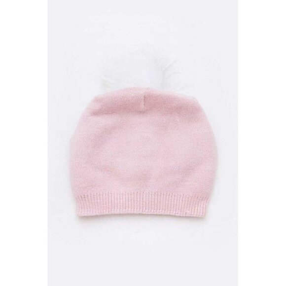 Raccoon Fur Pom Cashmere Blend Slouchy Beanie main image 8